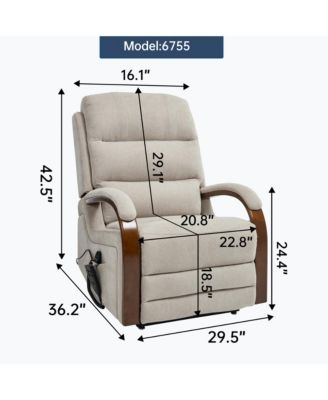 Streamdale Power Beige Chenille Lift Recliner w/ Heat & Massage
