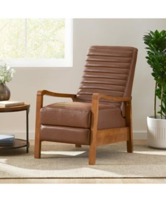 Streamdale Faux Leather Wood Hand Manual Club Recliner