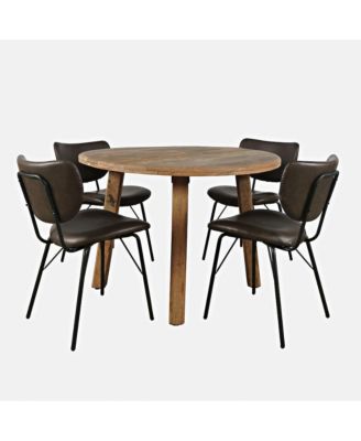 Five Piece Round Rustic Solid Wood Round Dining Set