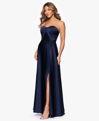 Women's Hammered Satin Strapless Gown