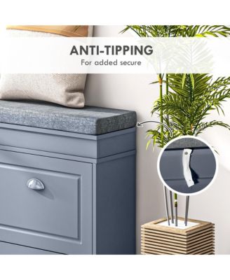 Modern Shoe Bench with Cushion and Storage