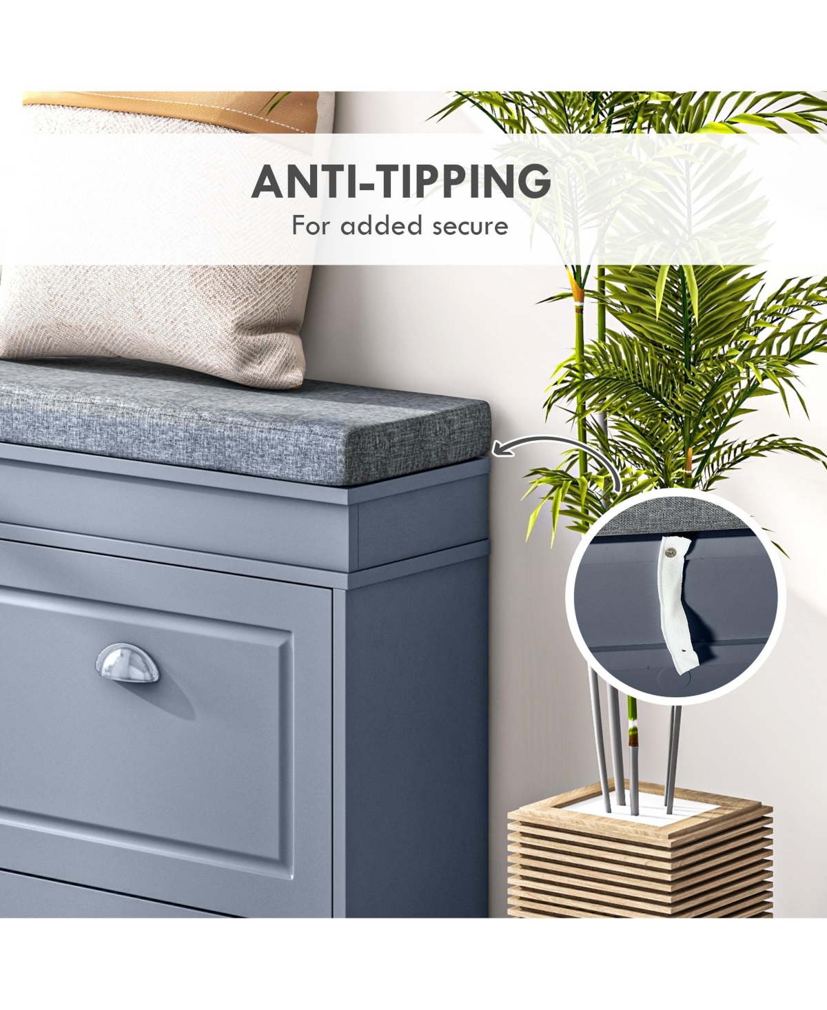 Slickblue Modern Shoe Bench with Cushion and Storage