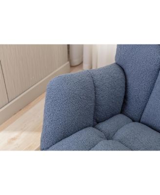 Streamdale Teddy Fabric Rocking Gilder Nursery Chair For Living Room Indoor,Light Blue