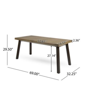 Della Acacia Wood Dining Table, Grey/Rustic Metal