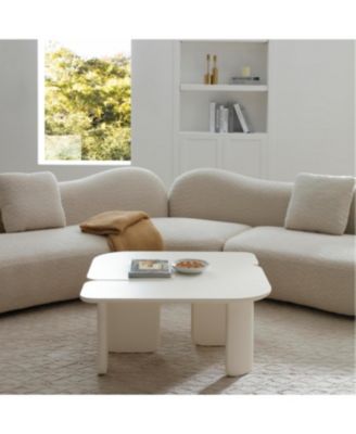 2 Pcs Modern Modular Coffee Table Set, Free-Combination Farmhouse Table Set
