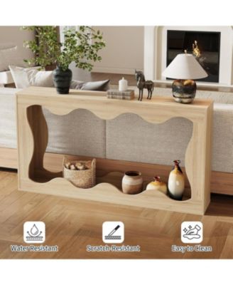 63" Brown Console Table with Storage, Narrow Sofa Table for Entryway, Hallway or Behind Couch