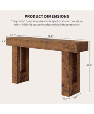 63" Long Console Table, Wooden Entry Table for Entryway, Rustic Sofa Tables Behind Couch, Foyer Hallway Tables for Entryway - Rustic Brown