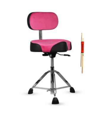 Drum Throne w Backrest 4" Padded Stool Airlift 25" Adjustable Drummer Stool 441Lb Capacity