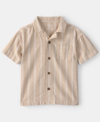 Boys' Toddler 2T-5T Striped Linen Button-Down Shirt