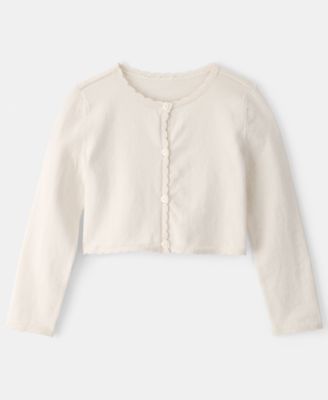 Girls' Toddler 2T-5T Scalloped Round Neck Cardigan Sweater