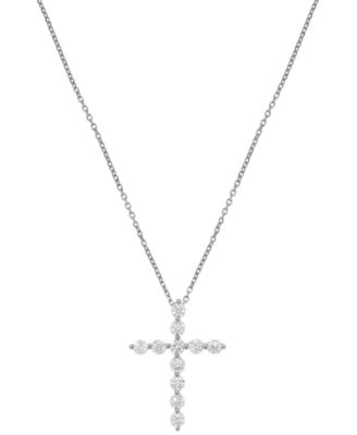 Macy's - Cross Diamond Pendant Necklace (1/2 ct. t.w.) in 14k White Gold (also in 14k Yellow Gold)