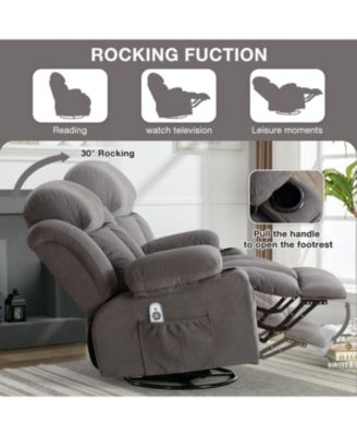 Heated Massage Recliner Sofa w/ USB & Cup Holders (Grey)