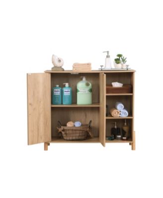 Mid-Century Modern Rattan Door Storage Cabinet