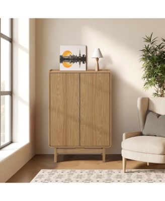 Oak Manufactured Wood 2-Door 31.1" W x 48.7" H Cabinet with Tray Top