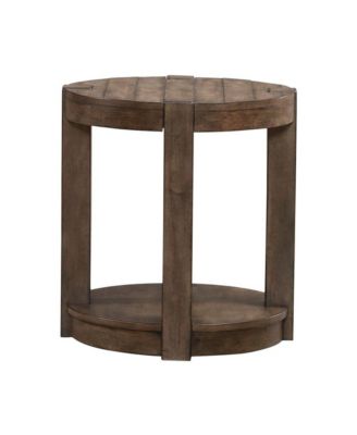 Broadmore Living Room Round Chairside Table - Cobblestone Brown