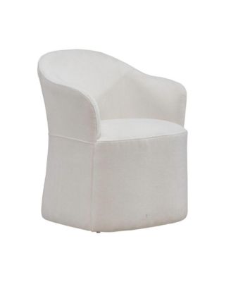Accent Dining Chair with Castors - Squared Arm - Ivory Upholstry