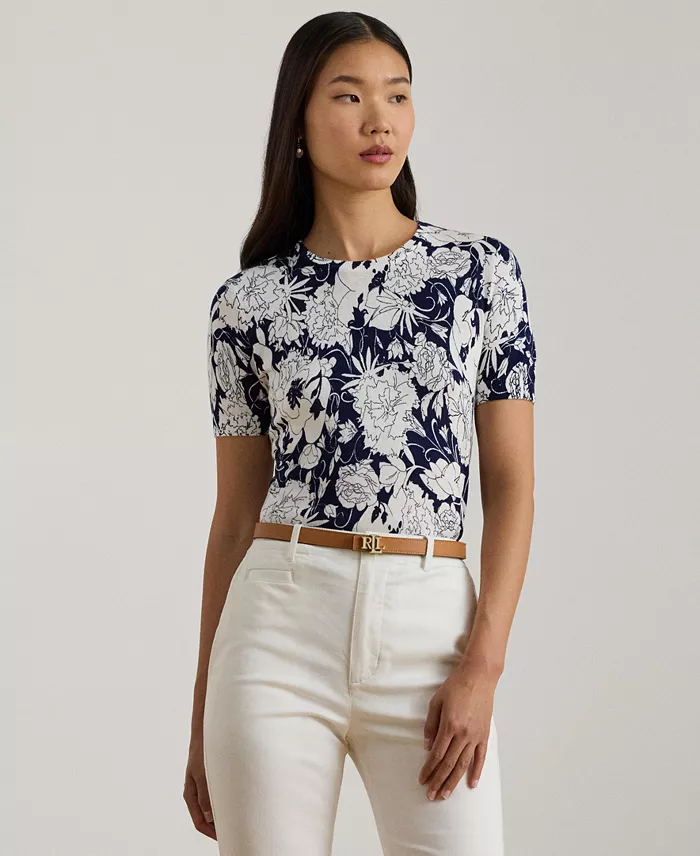 Women's Floral Short-Sleeve Sweater
