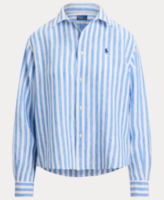 Women's Cropped Gingham Linen Shirt