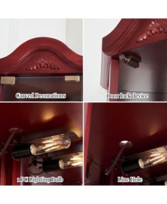 Streamdale Lighted Corner Curio Cabinet - Cherry