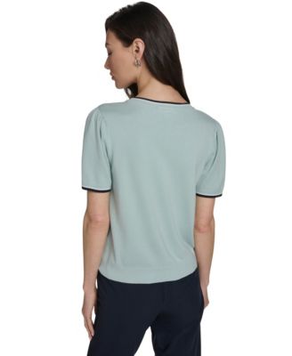 Women's Short-Sleeve Tipped Sweater
