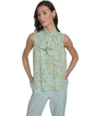 Women's Floral Vine Pintuck Top