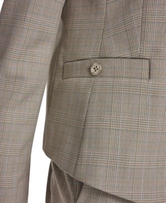 Women's Plaid Open Front Blazer