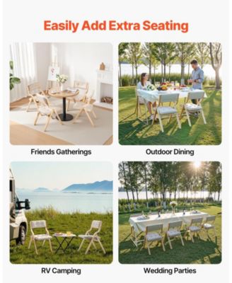 Set of 2 Wooden Folding Chairs with Soft Padded Cushions