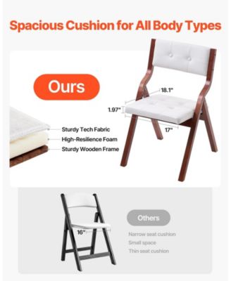 Set of 2 Wooden Folding Chairs with Soft Padded Cushions