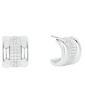 And Now This - Cubic Zirconia Silver Plated Huggie Hoop Earrings