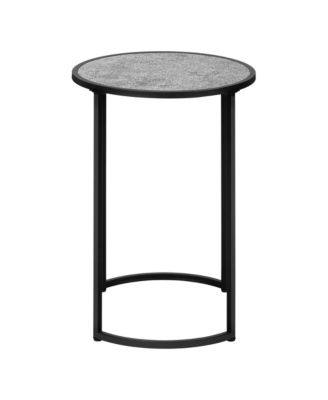 Contemporary Round Accent Table with Grey Laminate Top & Black Metal Base