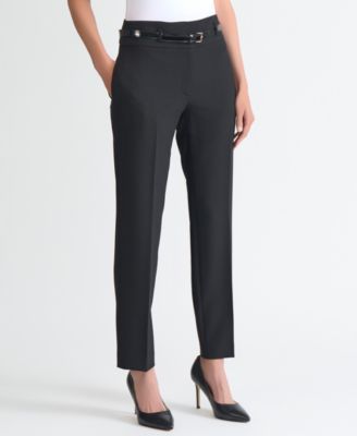 Women's Julia High-Rise Slim-Fit Belted Stretch Crepe Pants, Regular & Petite