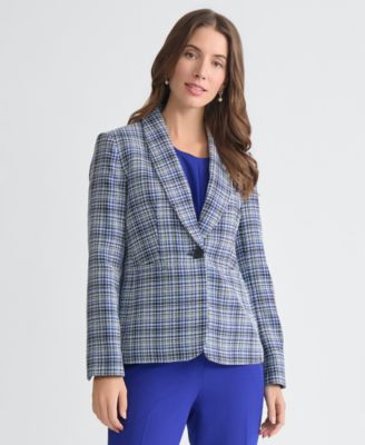 Women's Shawl-Collar Tweed Long-Sleeve Jacket 