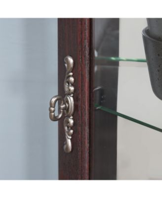 Streamdale Dark Cherry Lighted Corner Curio Cabinet