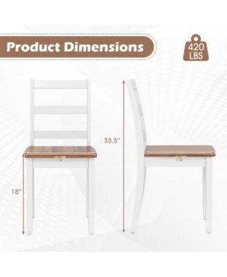 Set of 4 Dining Chairs Ladder Back Armless Side Chair w/ Solid Rubber Wood Legs