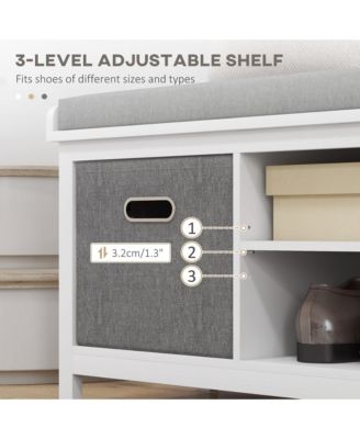 Wooden Shoe Rack with Cushion and Storage Drawer