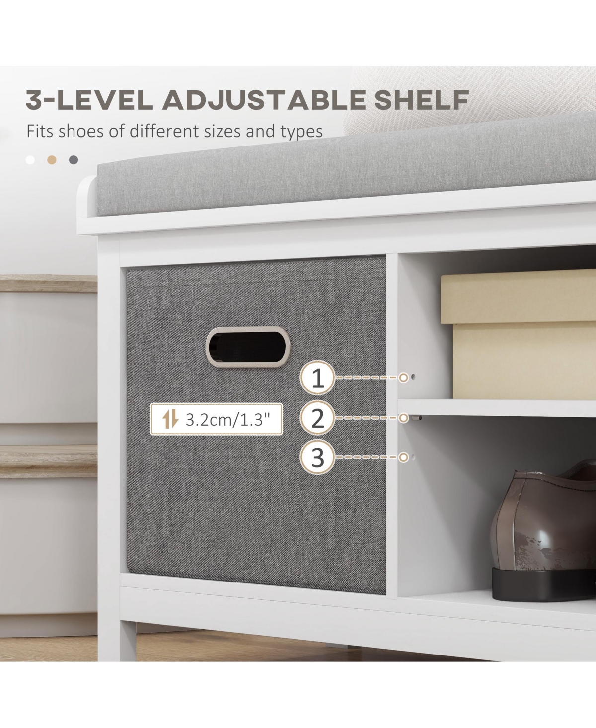 Slickblue Wooden Shoe Rack with Cushion and Storage Drawer