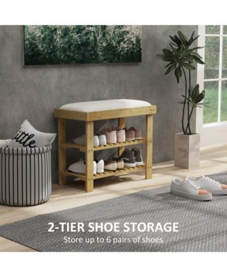 Wooden Frame Shoe Organizer with Two Shelves