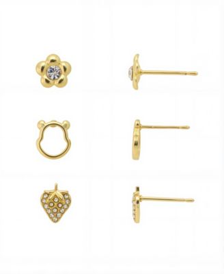 Crystal Winnie the Pooh Trio Earring Set