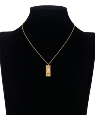 Mickey Mouse "MOM" Cubic Zirconia Head Multicolor Crystal Bar Necklace