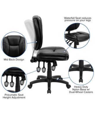 Mid-Back Ergonomic Task Office Chair with Pillow Top, Multifunction Swivel Design