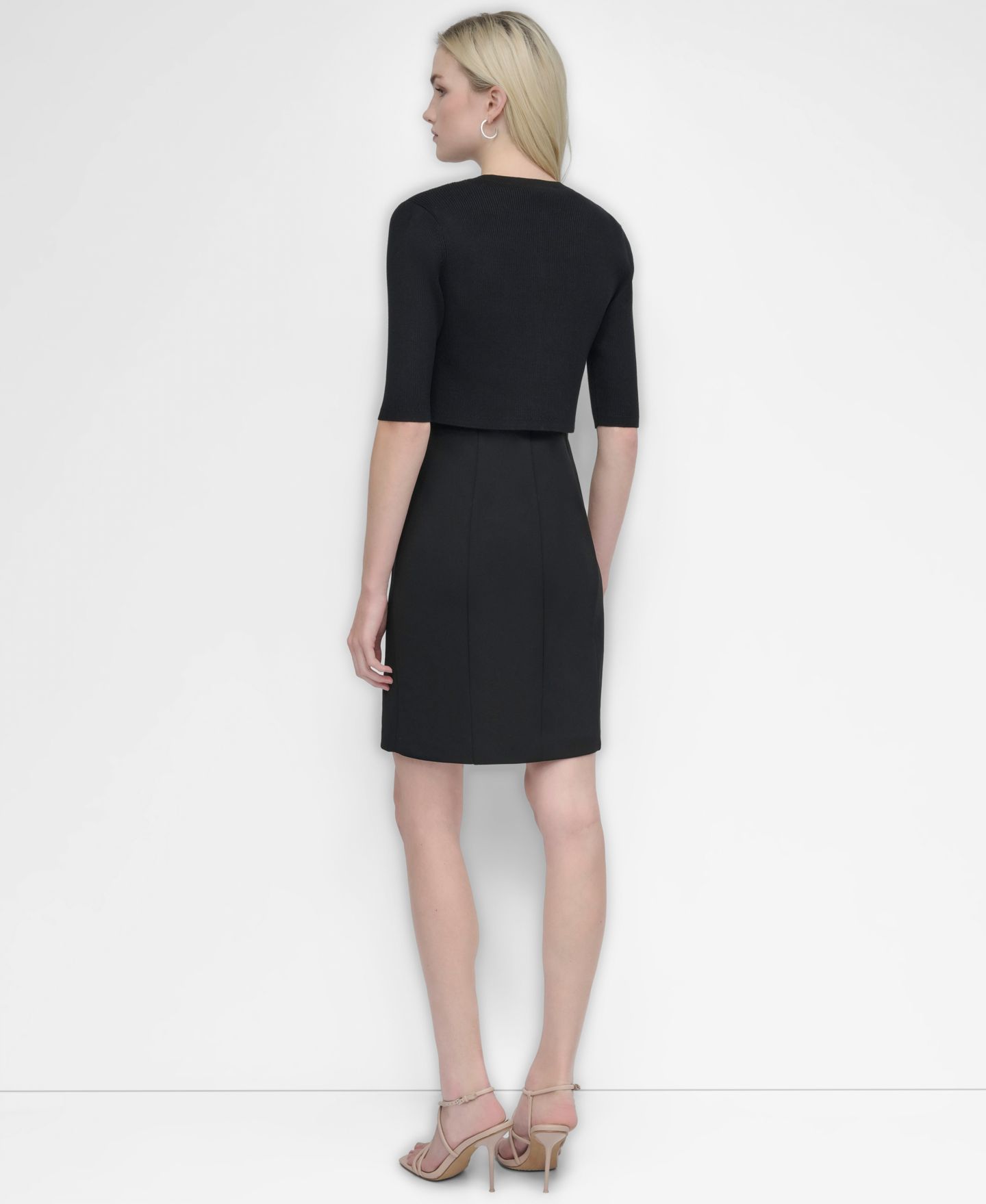 Женские болеро DKNY Cropped Elbow Sleeve Snap Front Shrug, цвет: Чёрный — фото 5