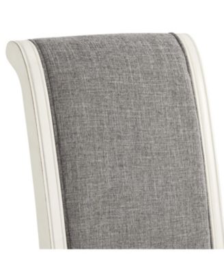 Antique White Solid Wood Upholstered Dining Chairs, Set of 2