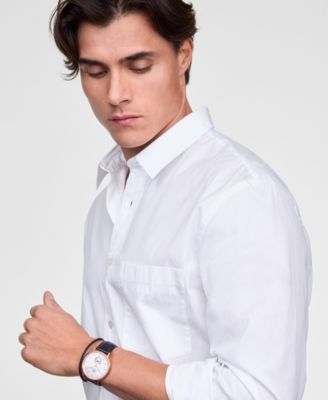 Men's Analog Black Leather Watch, 40mm