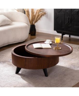 Round Coffee Table with Hidden Storage & Removable Top