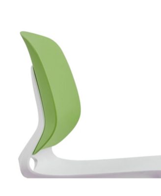 Modern Stacking Chairs Set of 4 (White+Blue/Green) Polypropylene Seat, Fiberglass Back