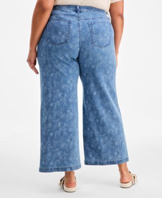 Plus Size 5-Pocket High-Rise Wide-Leg Jeans