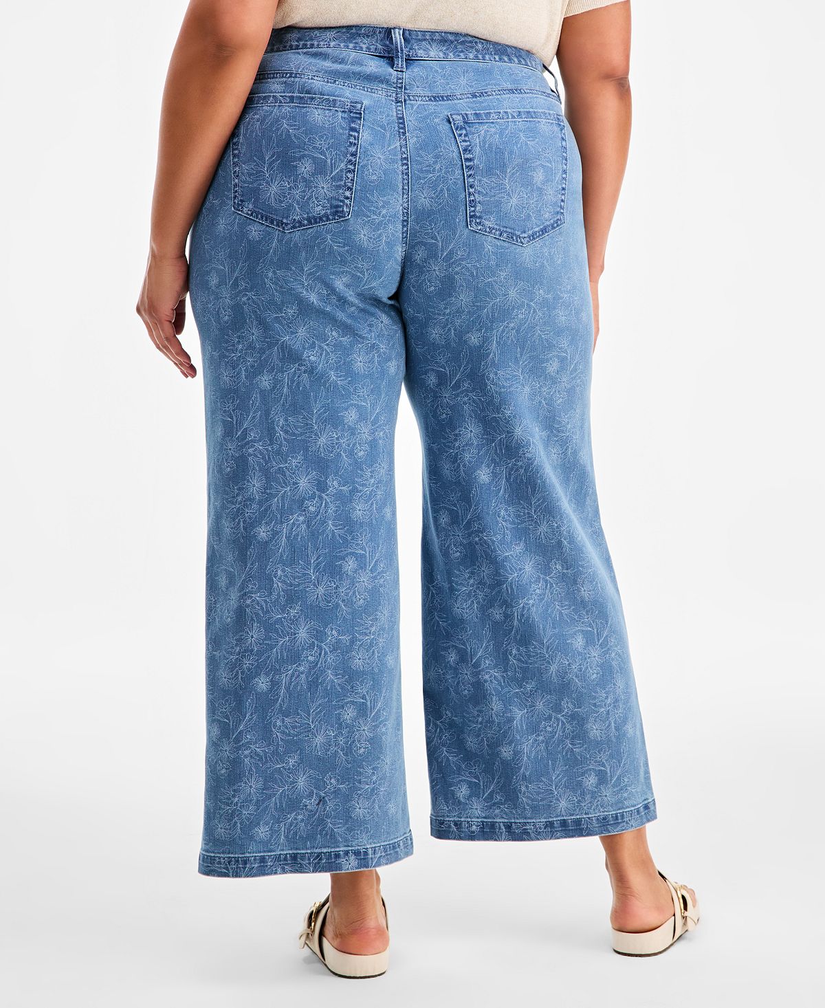 Style & Co Plus Size Printed High-Rise Wide-Leg Jeans, Macy's Exclusive view 4 — MAYCSS fashion products