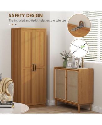 63" Kitchen Pantry, Storage Cabinet with 2 Doors, Adjustable Shelves