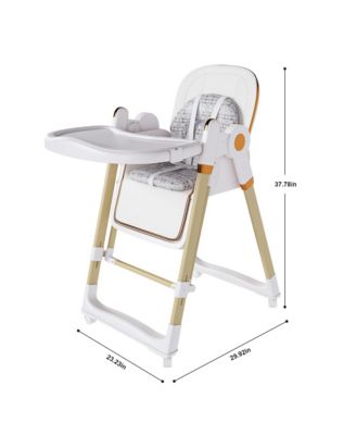 Plastic 2-in-1 Baby High Chair Rocker with 5-Point Harness, Foldable Infant Feeding Chair with Silent Locking Wheels and Removable 2-Tier Tray