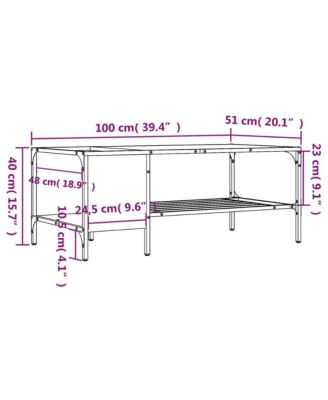 Coffee Table Brown Oak and Black Engineered Wood and Metal Medium